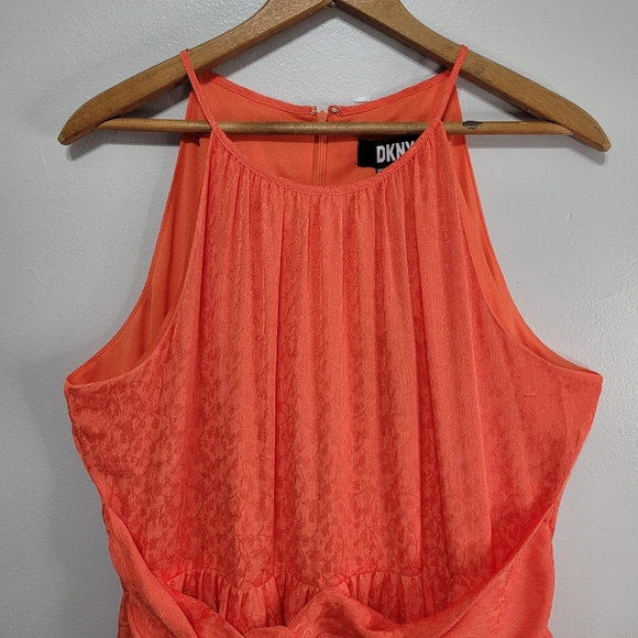 DKNY Orange Halter Style Dress Size 16 New With Tags - Picture 6 of 15